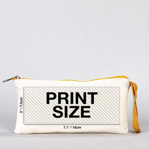 Fabric Pencil Case – 8"x4" Yellow Zippered Cotton Pouch (Personalized) - Pamusan.com