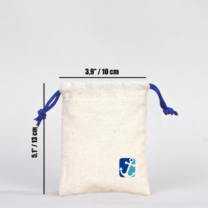 Fabric Pouch 4" W x 5" H (10 cm x 13 cm) - Dark Blue Handle (Customize) - Pamusan.com
