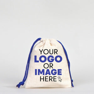 Fabric Pouch 4" W x 5" H (10 cm x 13 cm) - Dark Blue Handle (Customize) - Pamusan.com