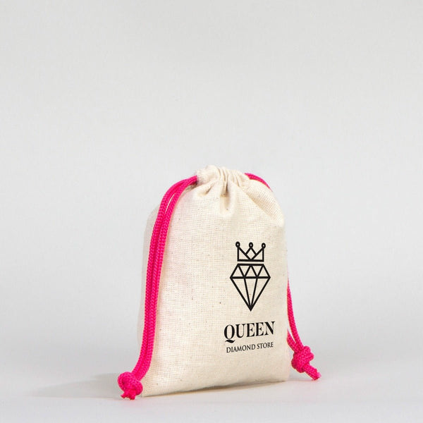 Fabric Pouch 4" W x 5" H (10 cm x 13 cm) - Fuchsia Handle (Customize) - Pamusan.com