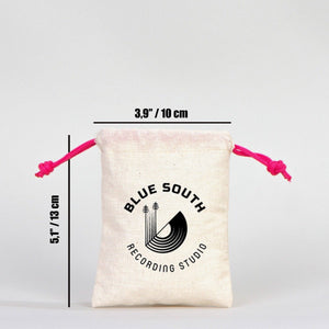 Fabric Pouch 4" W x 5" H (10 cm x 13 cm) - Fuchsia Handle (Customize) - Pamusan.com