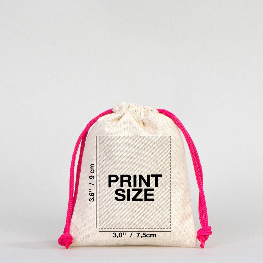 Fabric Pouch 4" W x 5" H (10 cm x 13 cm) - Fuchsia Handle (Customize) - Pamusan.com