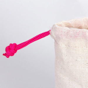 Fabric Pouch 4" W x 5" H (10 cm x 13 cm) - Fuchsia Handle (Customize) - Pamusan.com