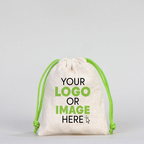 Fabric Pouch 4" W x 5" H (10 cm x 13 cm) - Green Handle (Customize) - Pamusan.com