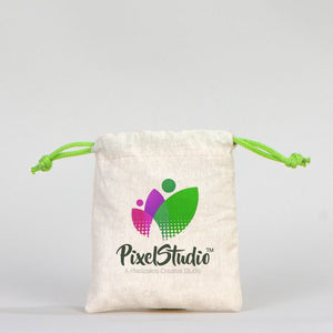 Fabric Pouch 4" W x 5" H (10 cm x 13 cm) - Green Handle (Customize) - Pamusan.com