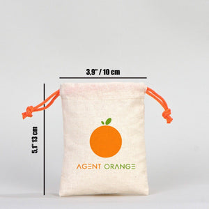 Fabric Pouch 4" W x 5" H (10 cm x 13 cm) - Orange Handle (Customize) - Pamusan.com