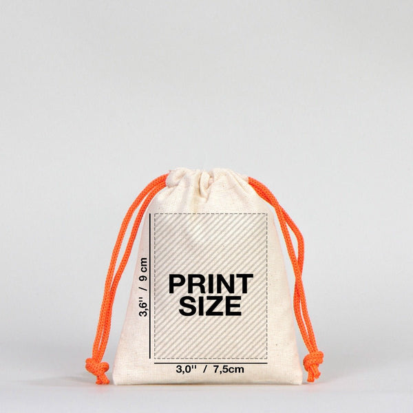 Fabric Pouch 4" W x 5" H (10 cm x 13 cm) - Orange Handle (Customize) - Pamusan.com