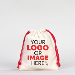 Fabric Pouch 4" W x 5" H (10 cm x 13 cm) - Red Handle (Customize) - Pamusan.com