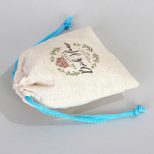 Fabric Pouch 4" W x 5" H (10 cm x 13 cm) - Turquoise Handle (Customize) - Pamusan.com