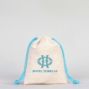 Fabric Pouch 4" W x 5" H (10 cm x 13 cm) - Turquoise Handle (Customize) - Pamusan.com