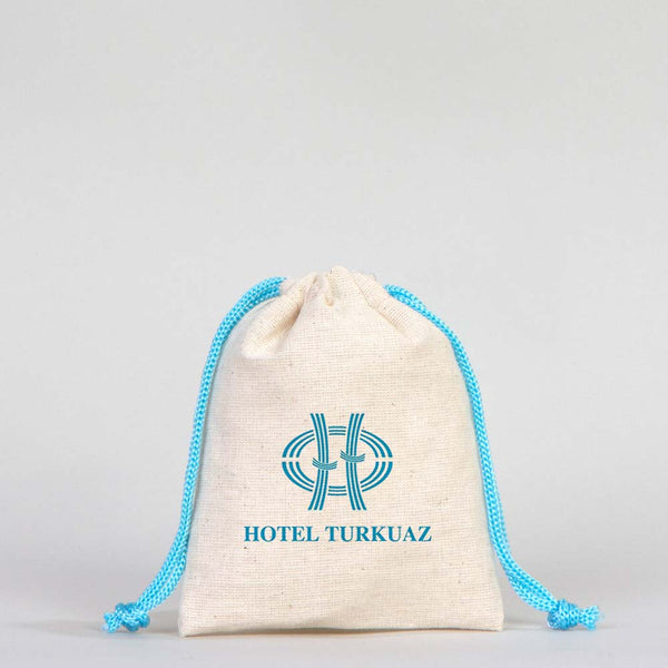 Fabric Pouch 4" W x 5" H (10 cm x 13 cm) - Turquoise Handle (Customize) - Pamusan.com