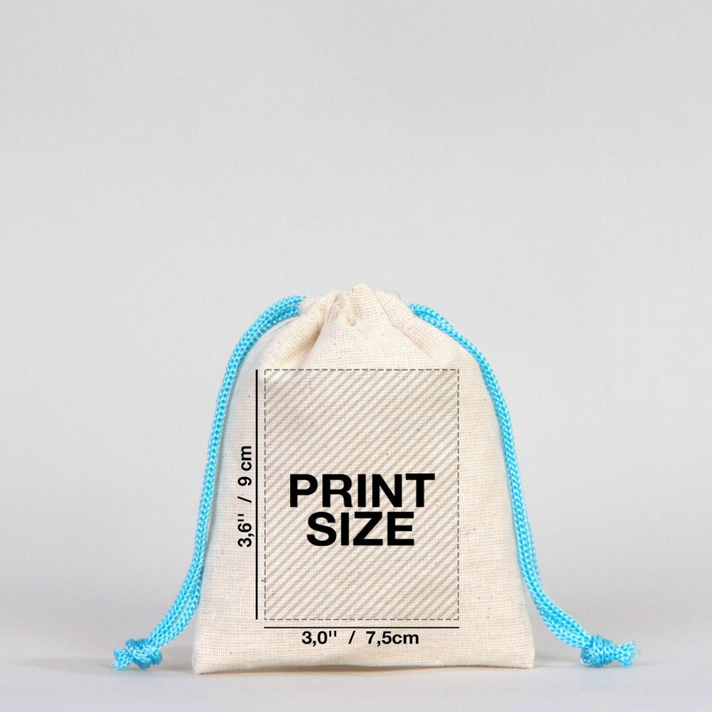 Fabric Pouch 4" W x 5" H (10 cm x 13 cm) - Turquoise Handle (Customize) - Pamusan.com