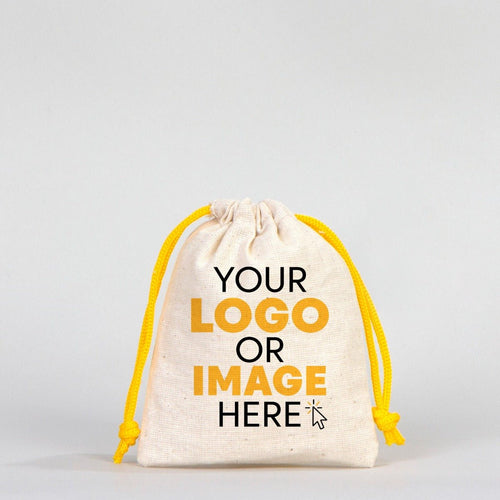 Fabric Pouch 4" W x 5" H (10 cm x 13 cm) - Yellow Handle (Customize) - Pamusan.com