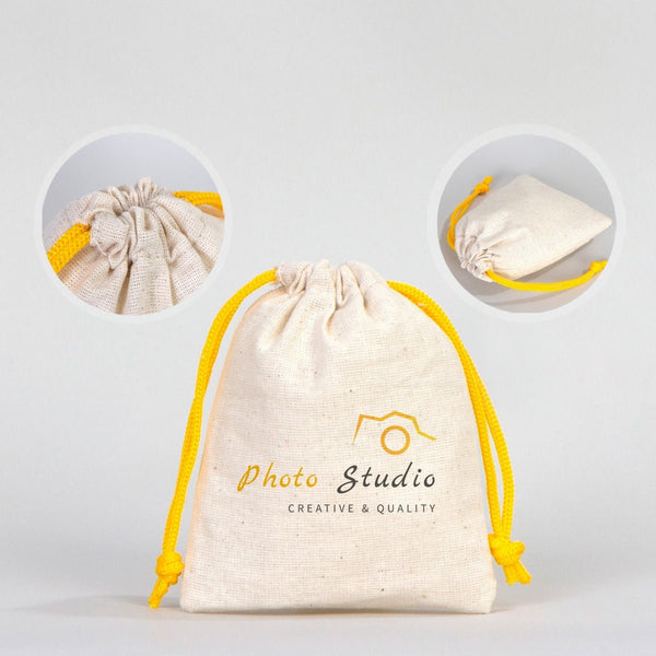 Fabric Pouch 4" W x 5" H (10 cm x 13 cm) - Yellow Handle (Customize) - Pamusan.com