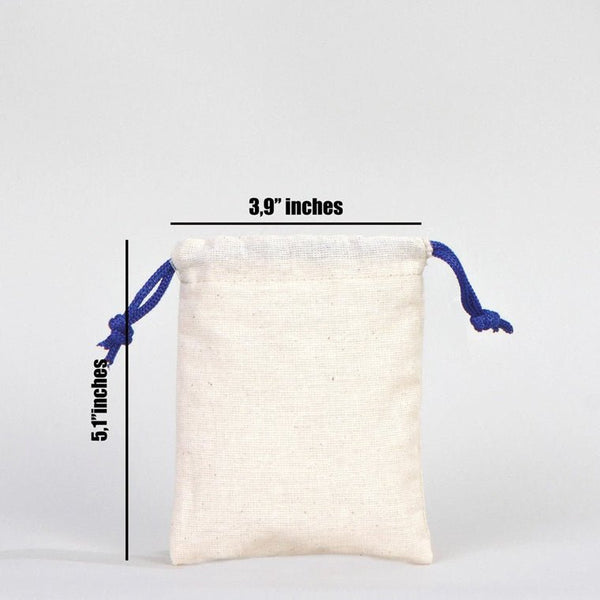 Fabric Pouch 4" W x 5" H – Dark Blue Drawstring - Pamusan.com