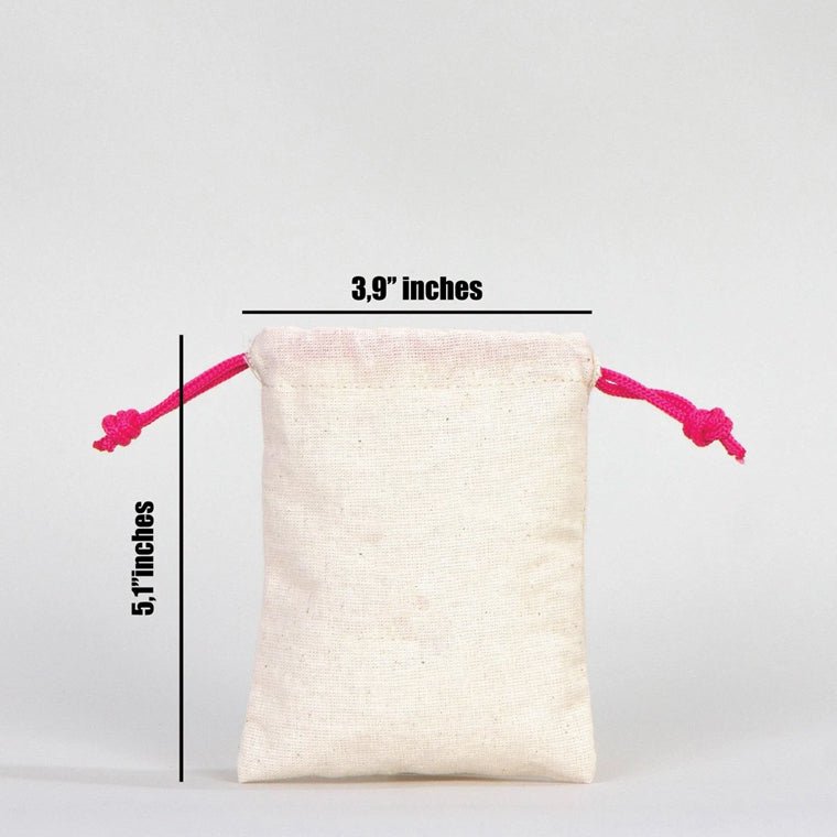 Fabric Pouch 4" W x 5" H – Fuchsia Drawstring - Pamusan.com