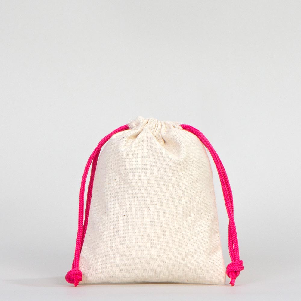 Fabric Pouch 4" W x 5" H – Fuchsia Drawstring - Pamusan.com