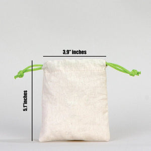 Fabric Pouch 4" W x 5" H – Green Drawstring - Pamusan.com