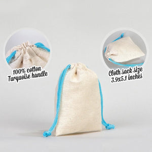 Fabric Pouch 4" W x 5" H – Turquoise Drawstring - Pamusan.com
