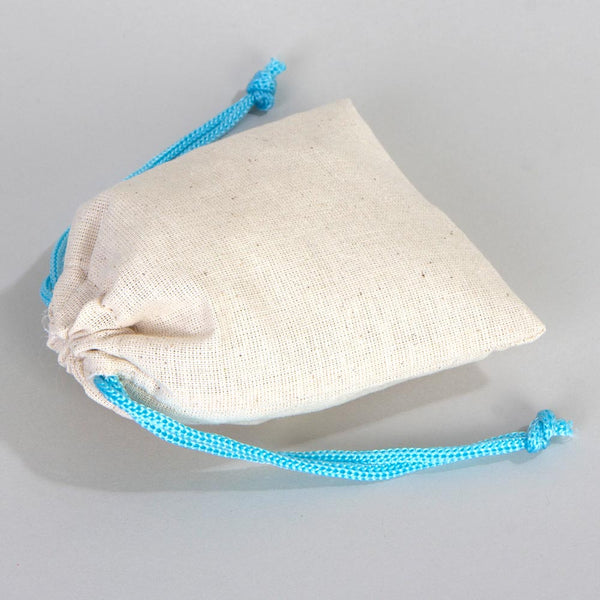 Fabric Pouch 4" W x 5" H – Turquoise Drawstring - Pamusan.com