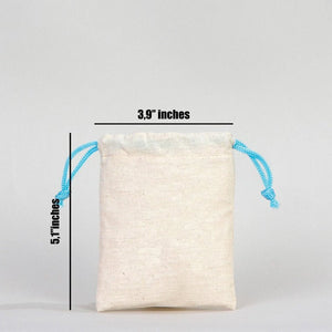 Fabric Pouch 4" W x 5" H – Turquoise Drawstring - Pamusan.com