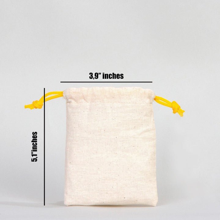 Fabric Pouch 4" W x 5" H – Yellow Drawstring - Pamusan.com