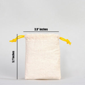 Fabric Pouch 4" W x 5" H – Yellow Drawstring - Pamusan.com