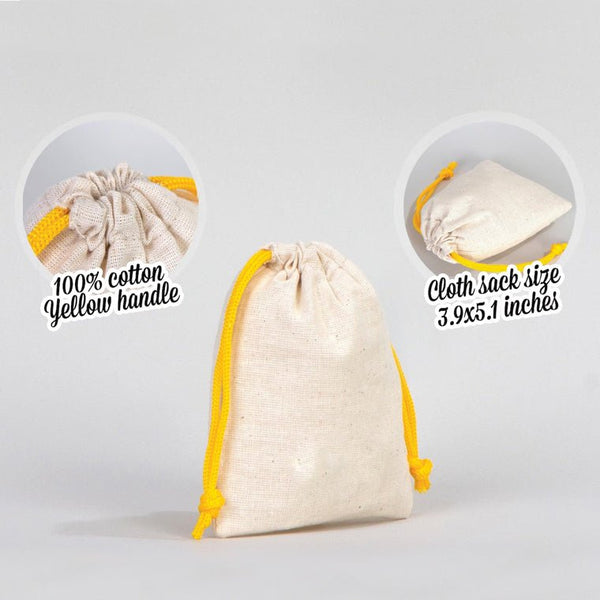 Fabric Pouch 4" W x 5" H – Yellow Drawstring - Pamusan.com