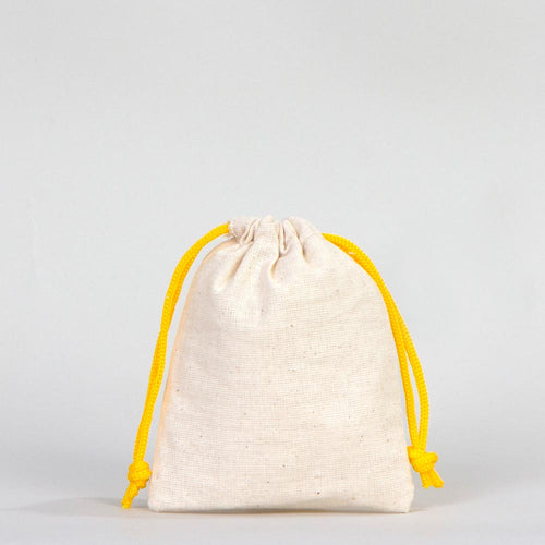 Fabric Pouch 4" W x 5" H – Yellow Drawstring - Pamusan.com
