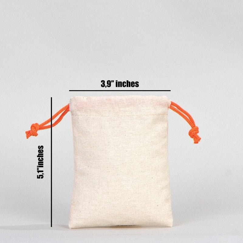 Fabric Pouch 4"x5" – Orange Drawstring - Pamusan.com