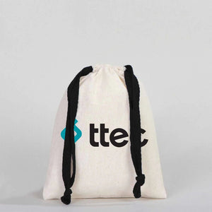 Fabric Pouch 6" W x 8" H (15.5 cm x 20 cm) - Black Handle (Customize) - Pamusan.com