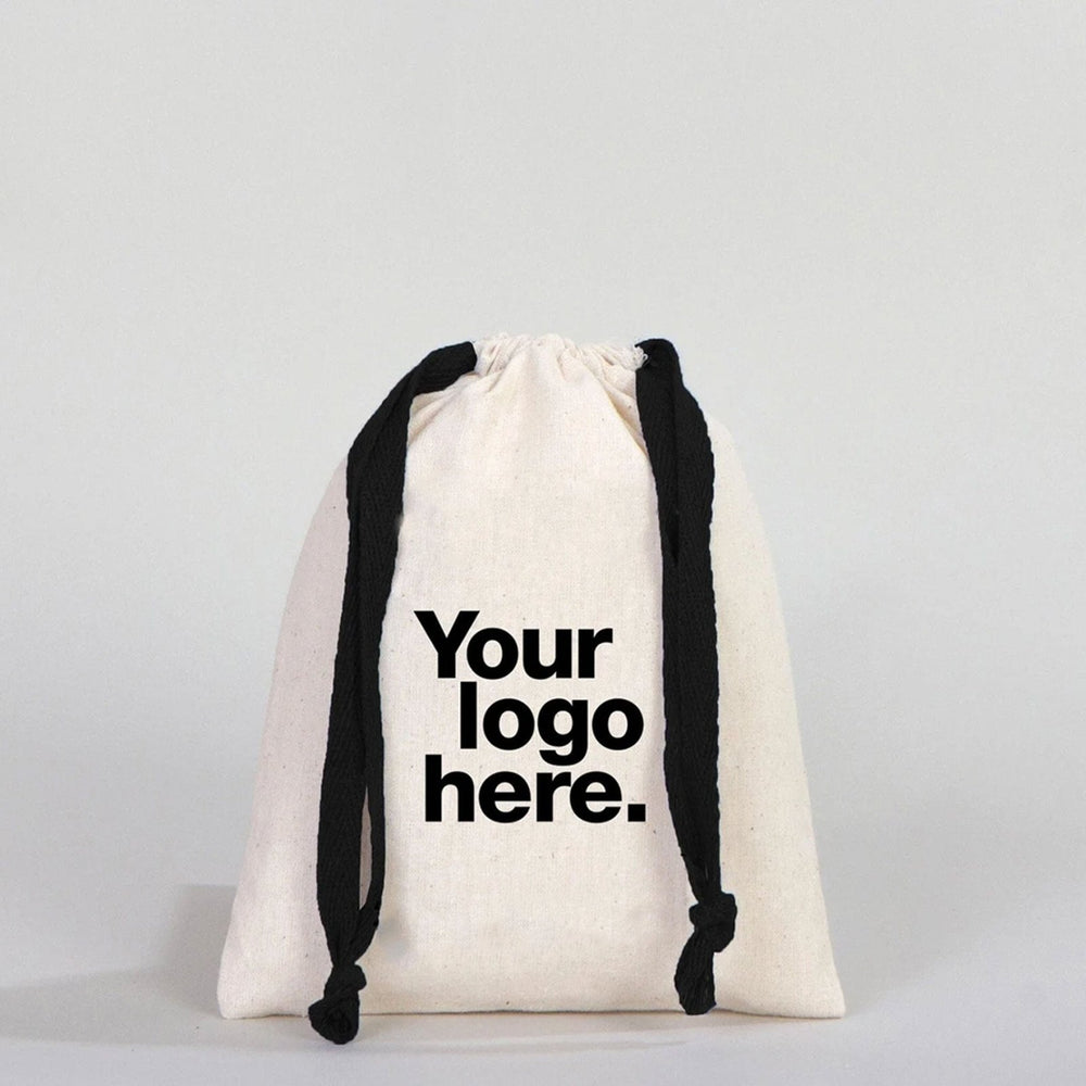 Fabric Pouch 6" W x 8" H (15.5 cm x 20 cm) - Black Handle (Customize) - Pamusan.com