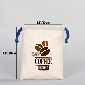 Fabric Pouch 6" W x 8" H (15.5 cm x 20 cm) - Dark Blue Handle (Customize) - Pamusan.com