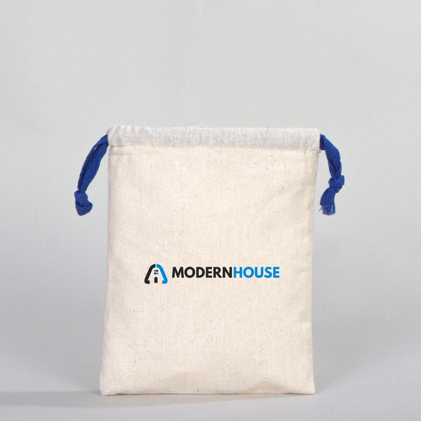 Fabric Pouch 6" W x 8" H (15.5 cm x 20 cm) - Dark Blue Handle (Customize) - Pamusan.com