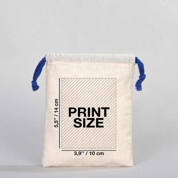 Fabric Pouch 6" W x 8" H (15.5 cm x 20 cm) - Dark Blue Handle (Customize) - Pamusan.com