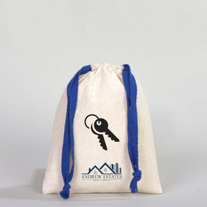 Fabric Pouch 6" W x 8" H (15.5 cm x 20 cm) - Dark Blue Handle (Customize) - Pamusan.com