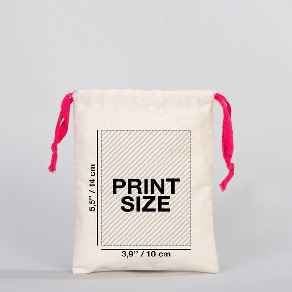 Fabric Pouch 6" W x 8" H (15.5 cm x 20 cm) - Fuchsia Handle (Customize) - Pamusan.com