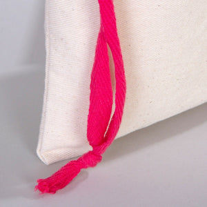 Fabric Pouch 6" W x 8" H (15.5 cm x 20 cm) - Fuchsia Handle (Customize) - Pamusan.com