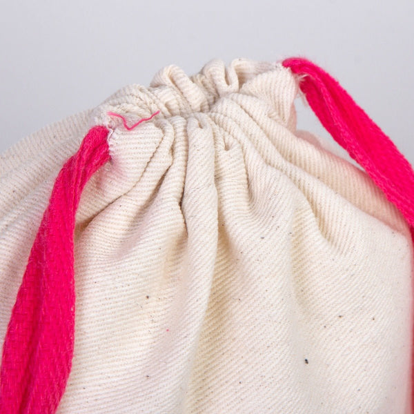 Fabric Pouch 6" W x 8" H (15.5 cm x 20 cm) - Fuchsia Handle (Customize) - Pamusan.com