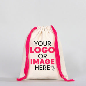 Fabric Pouch 6" W x 8" H (15.5 cm x 20 cm) - Fuchsia Handle (Customize) - Pamusan.com