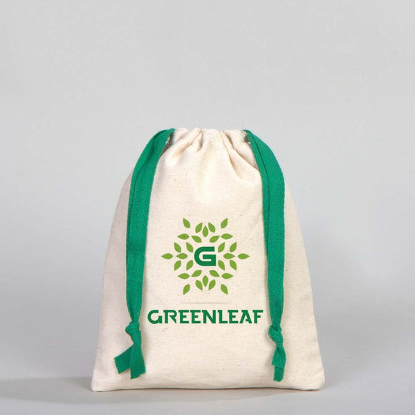 Fabric Pouch 6" W x 8" H (15.5 cm x 20 cm) - Green Handle (Customize) - Pamusan.com