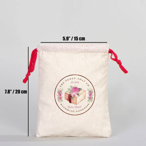 Fabric Pouch 6" W x 8" H (15.5 cm x 20 cm) - Red Handle (Customize) - Pamusan.com