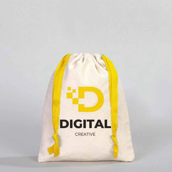 Fabric Pouch 6" W x 8" H (15.5 cm x 20 cm) - Yellow Handle (Customize) - Pamusan.com