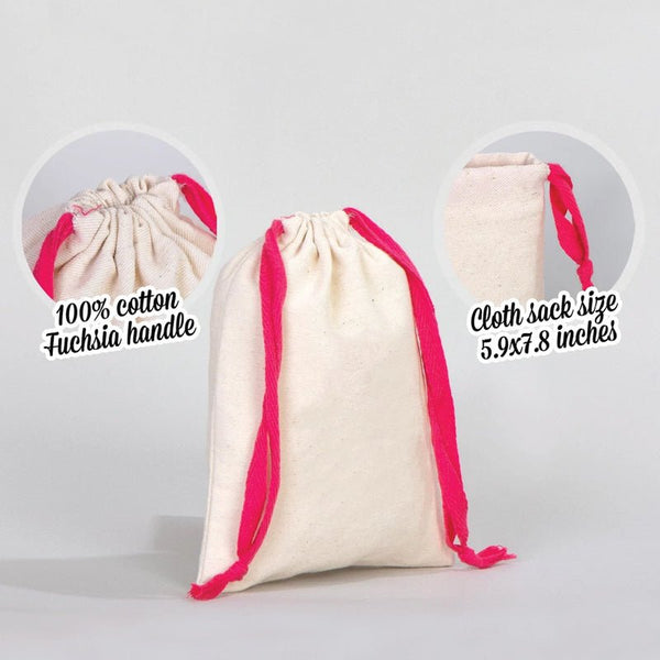 Fabric Pouch 6" W x 8" H – Fushia Drawstring - Pamusan.com