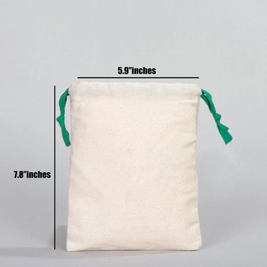 Fabric Pouch 6" W x 8" H – Green Drawstring - Pamusan.com
