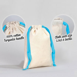 Fabric Pouch 6" W x 8" H – Turquoise Drawstring - Pamusan.com