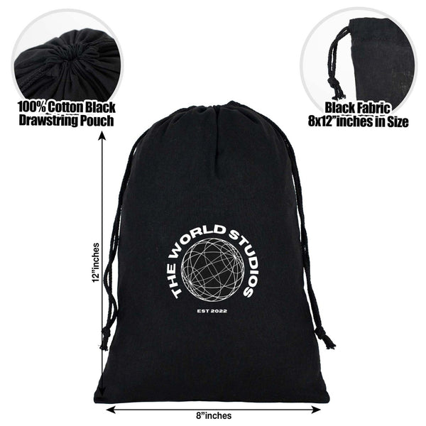 Fabric Pouch 8" W x 12" H – Black (customizable) - Pamusan.com