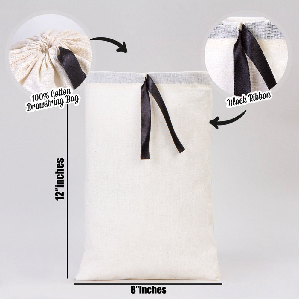 Fabric Pouch Bag with Black Ribbon – 8x12 Inches (Non - Printed) - Pamusan.com