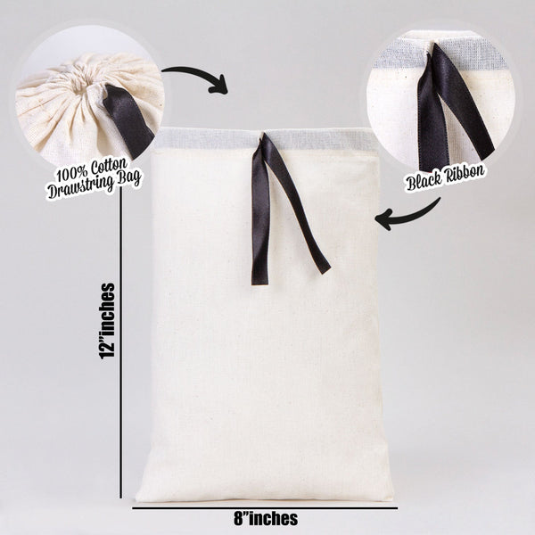 Fabric Pouch Bag with Black Ribbon – 8x12 Inches (Non - Printed) - Pamusan.com