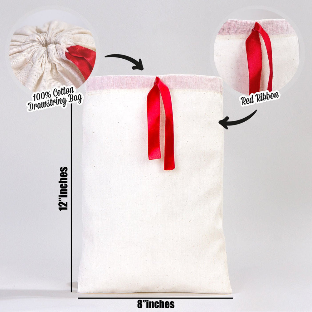 Fabric Pouch Bag with Red Ribbon – 8x12 Inches - Pamusan.com